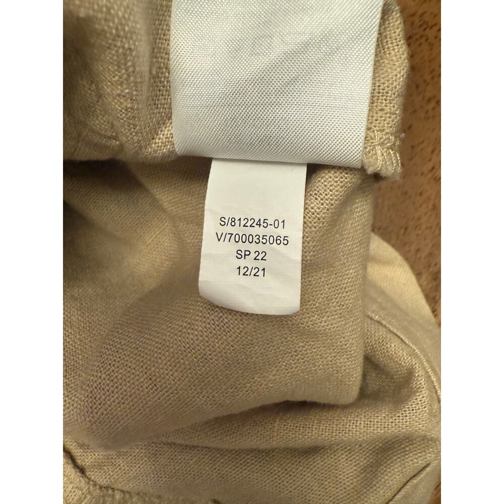 Banana Republic Linen Blend Mini Skirt 12 Tall Beige Button Front Pockets Casual - Picture 6 of 7